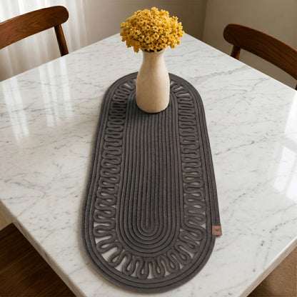 Anthracite Jute Table Runner, Handmade Rope Table Decor