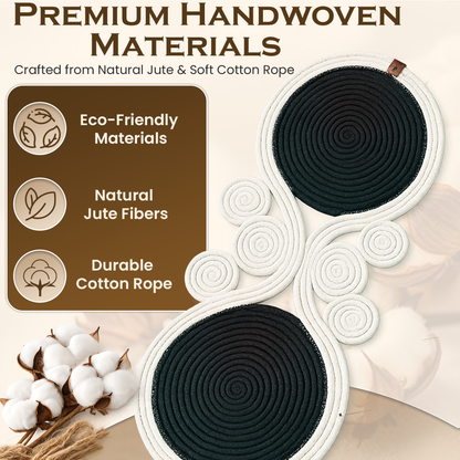 Black and White Handmade Jute Table Runner