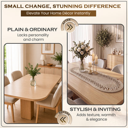 Cream Handwoven Oval Jute Table Runner