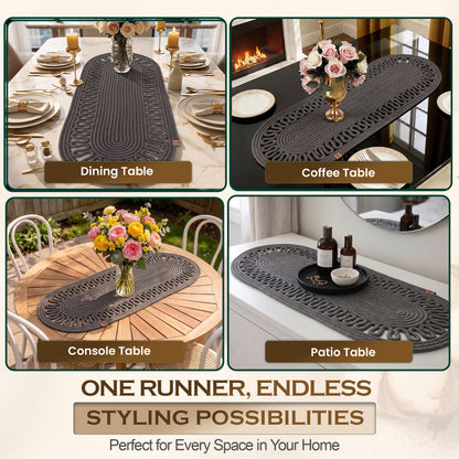 Anthracite Jute Table Runner, Handmade Rope Table Decor