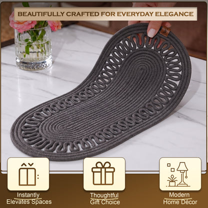 Anthracite Jute Table Runner, Handmade Rope Table Decor