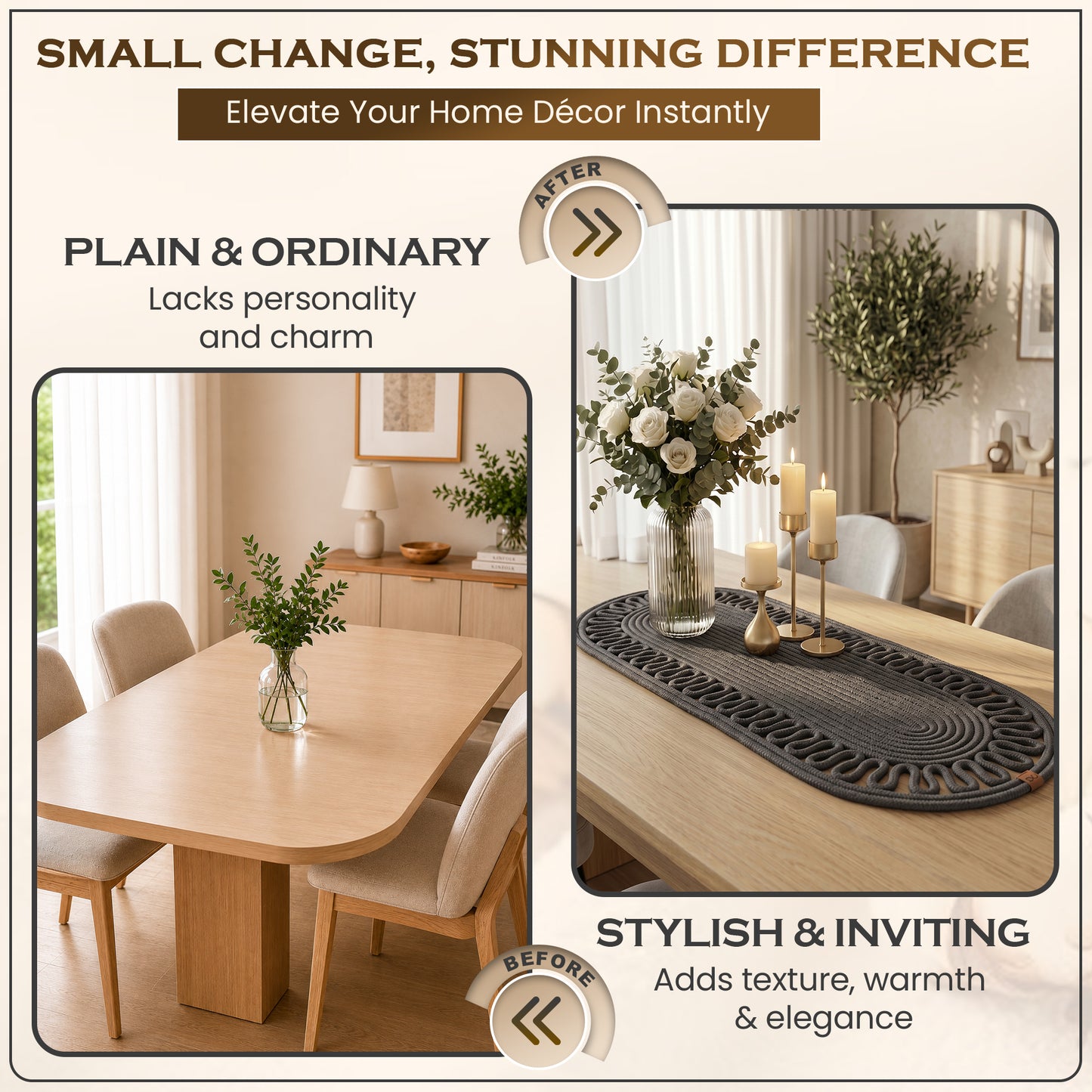 Anthracite Jute Table Runner, Handmade Rope Table Decor