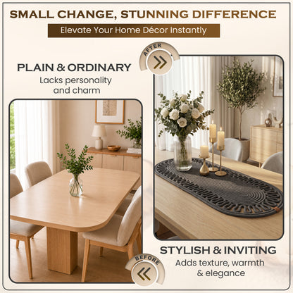 Anthracite Jute Table Runner, Handmade Rope Table Decor
