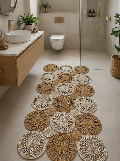 Handmade Jute Bath Mat, Natural Bathroom Rug, Boho Bath Rug, Washable Jute Rug, Eco Friendly Home Decor, Custom Order Available
