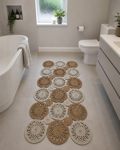 Handmade Jute Bath Mat, Natural Bathroom Rug, Boho Bath Rug, Washable Jute Rug, Eco Friendly Home Decor, Custom Order Available