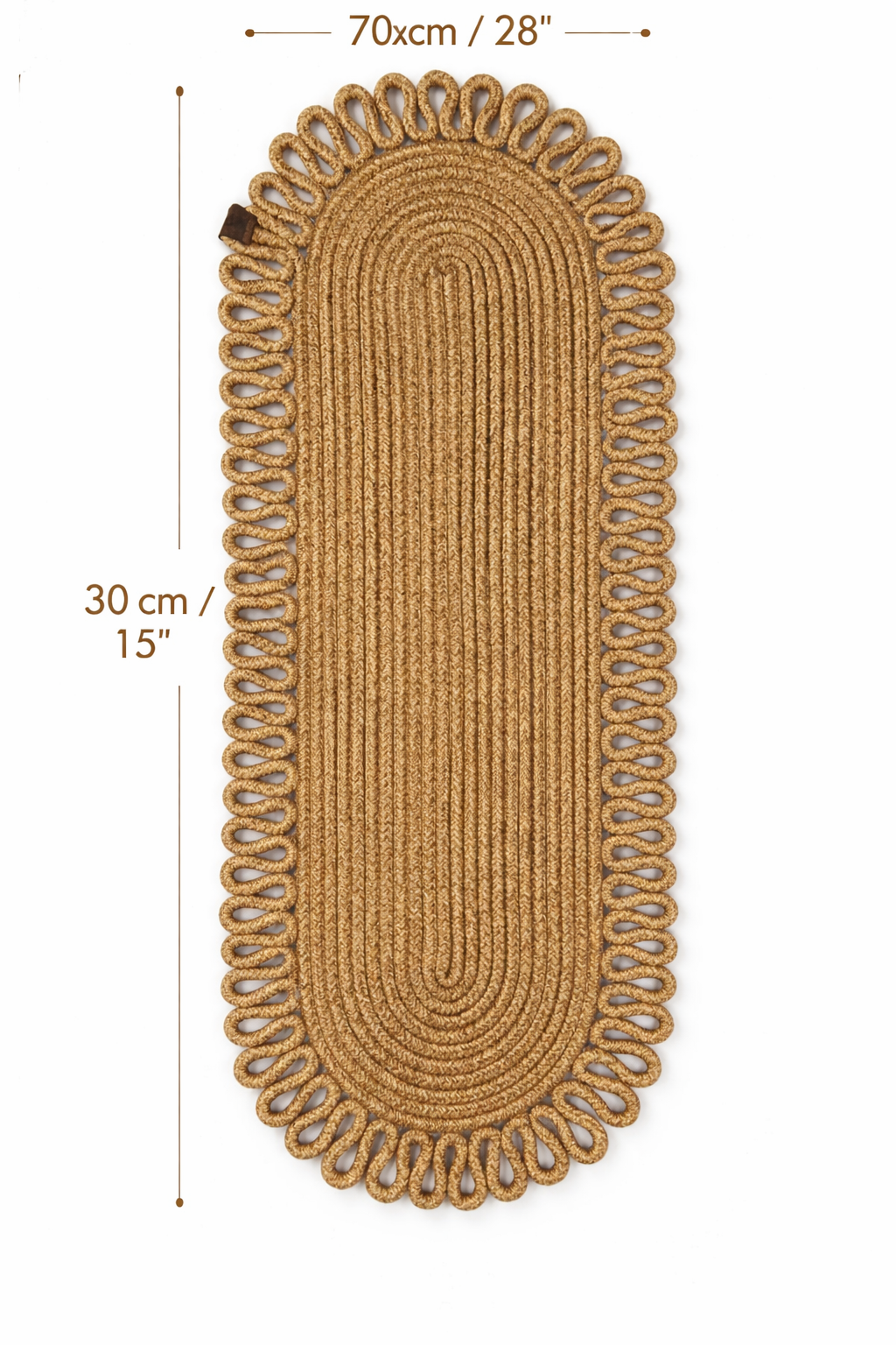 Oval Jute Table Runner with Wicker - Boho Dining Table Decor