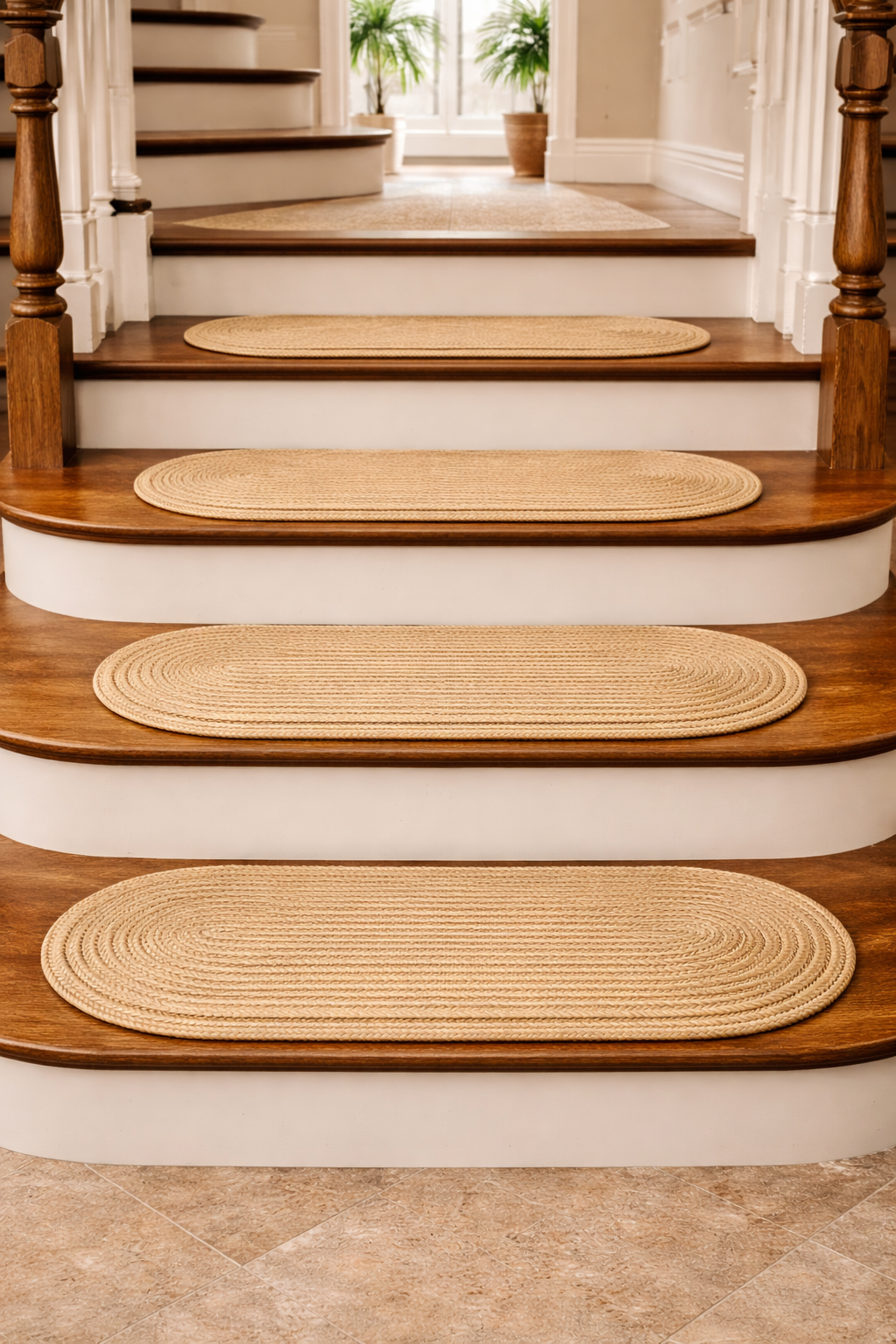 Set of 11 Jute Stair Treads, Non-Slip, Washable, 8mm Thic