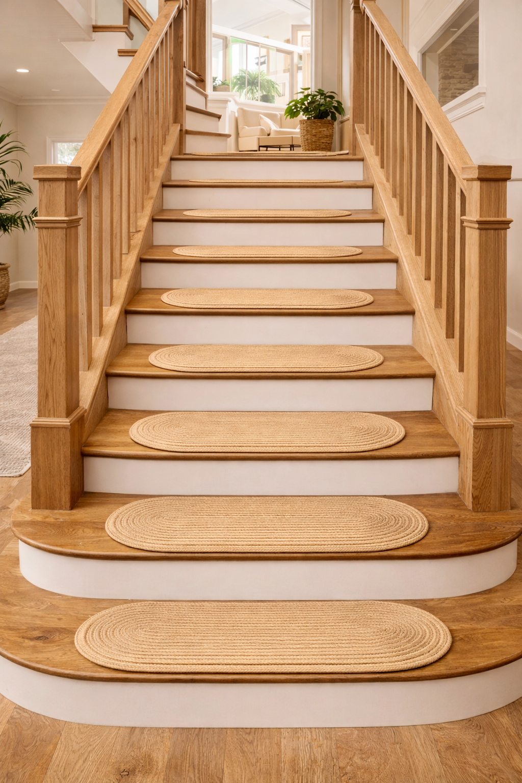 Set of 11 Jute Stair Treads, Non-Slip, Washable, 8mm Thic